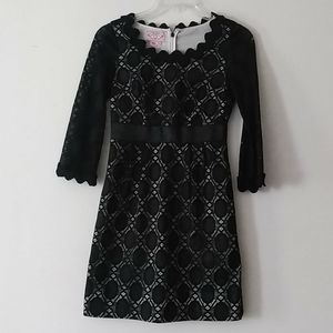 Phoebe Couture Sz 2 black illusion lace dress